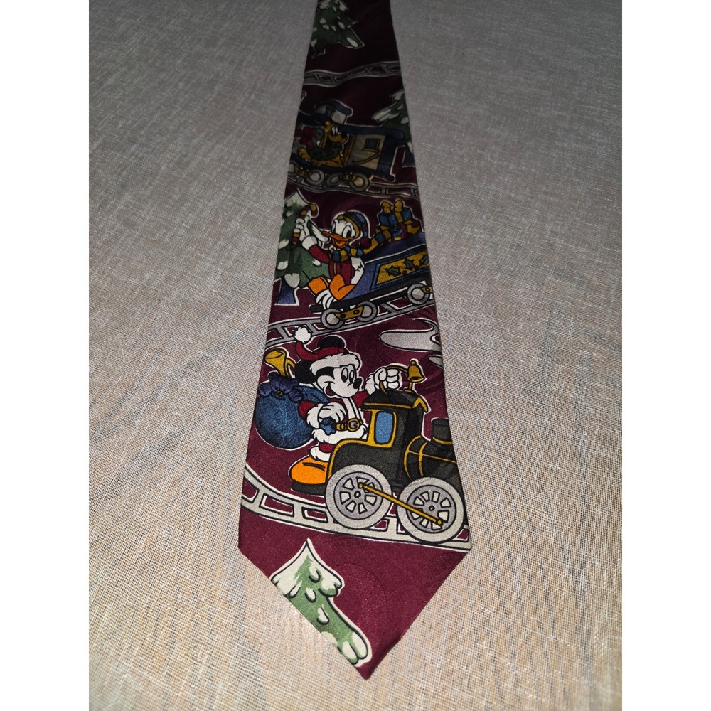 Mickey Unlimited Disney Christmas Train Silk Tie Mens Mickey Donald 4286